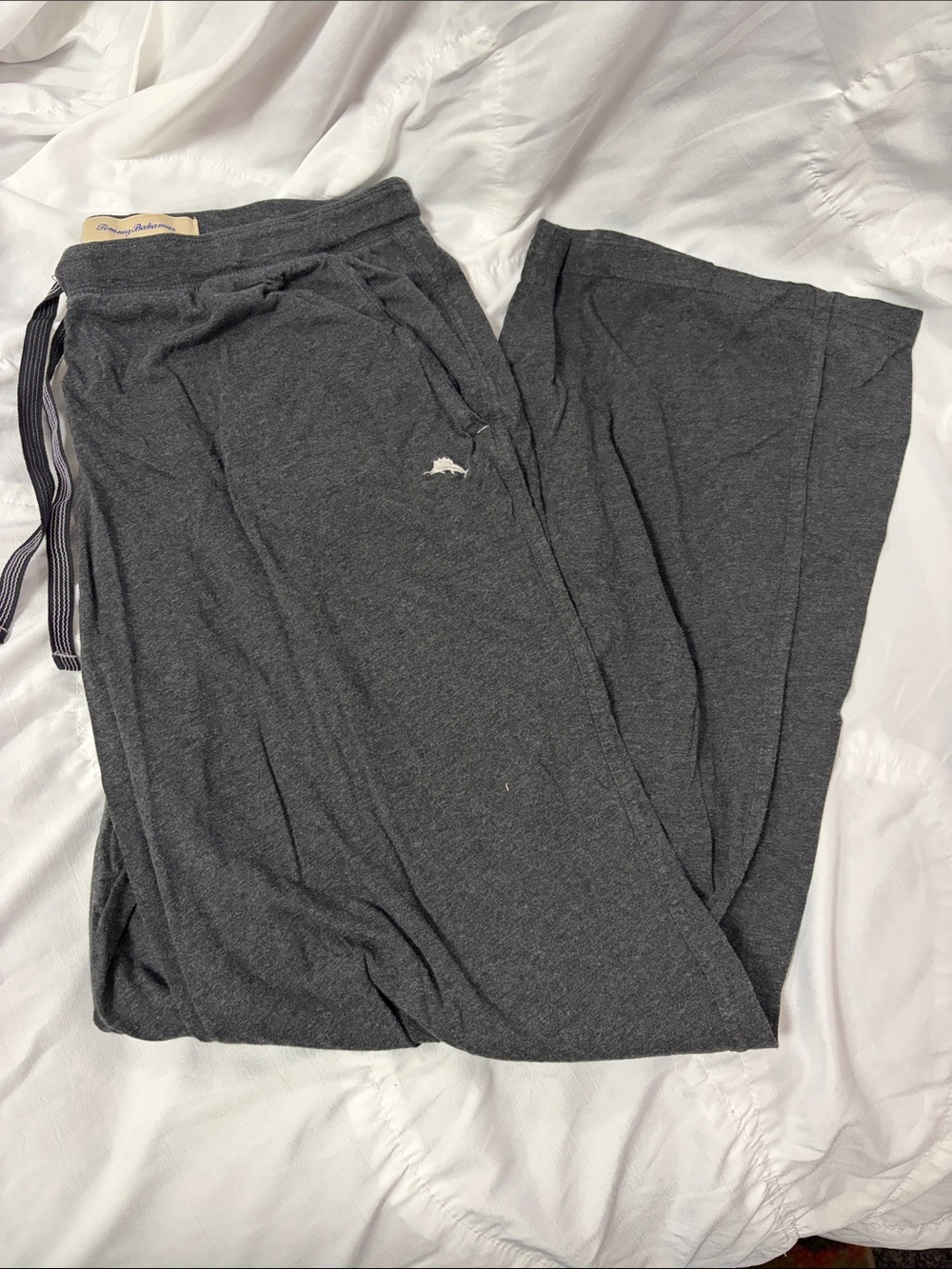 Tommy Bahama Charcoal Gray Kids Sweatpants with Striped Drawstring